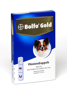 Bolfo Gold 40 hond <4 kg 4 pipetten | Exp 31-07-2026