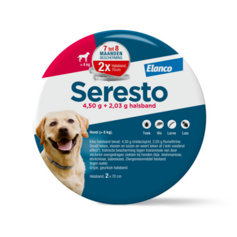 Seresto halsband grote hond (meer dan 8 kg) | 70 cm | 2 stuks