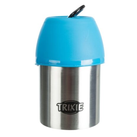 Trixie fles met drinkbak RVS/blauw 300 ml